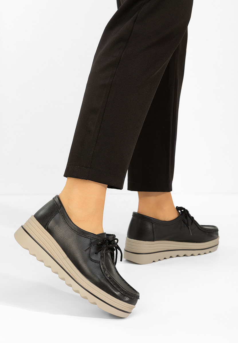 Černé mokasíny na klínku Evelinia