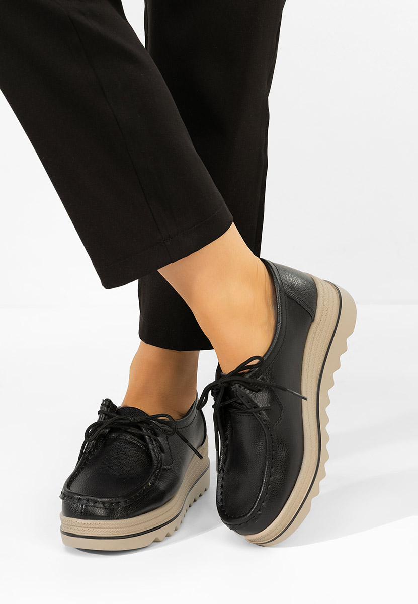 Černé mokasíny na klínku Evelinia