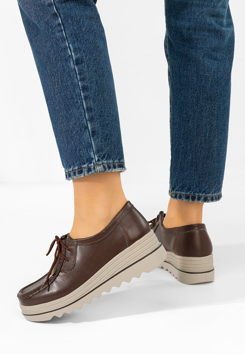 Hnedé mokasíny na klínku Evelinia