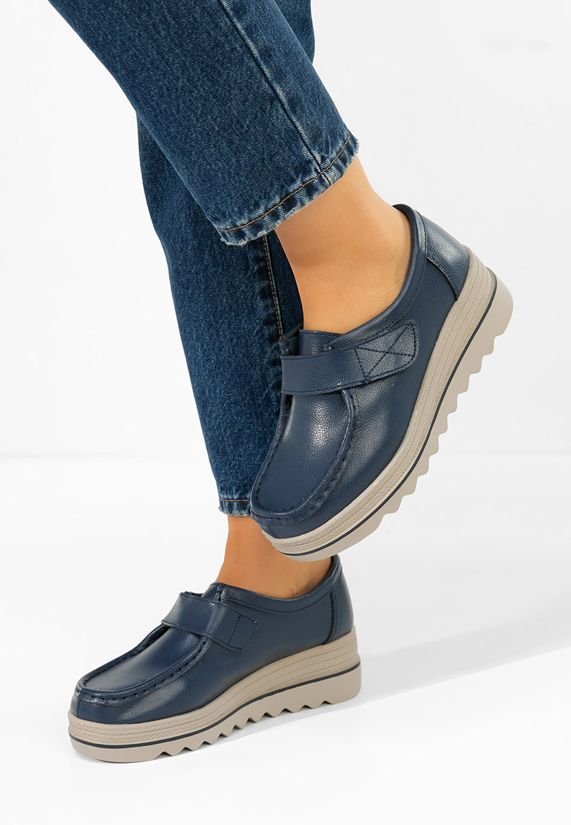 Tmavě modré mokasíny na klínku Hanina