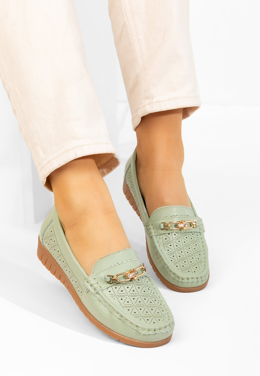 Zelené dámské kožené mokasíny Giona