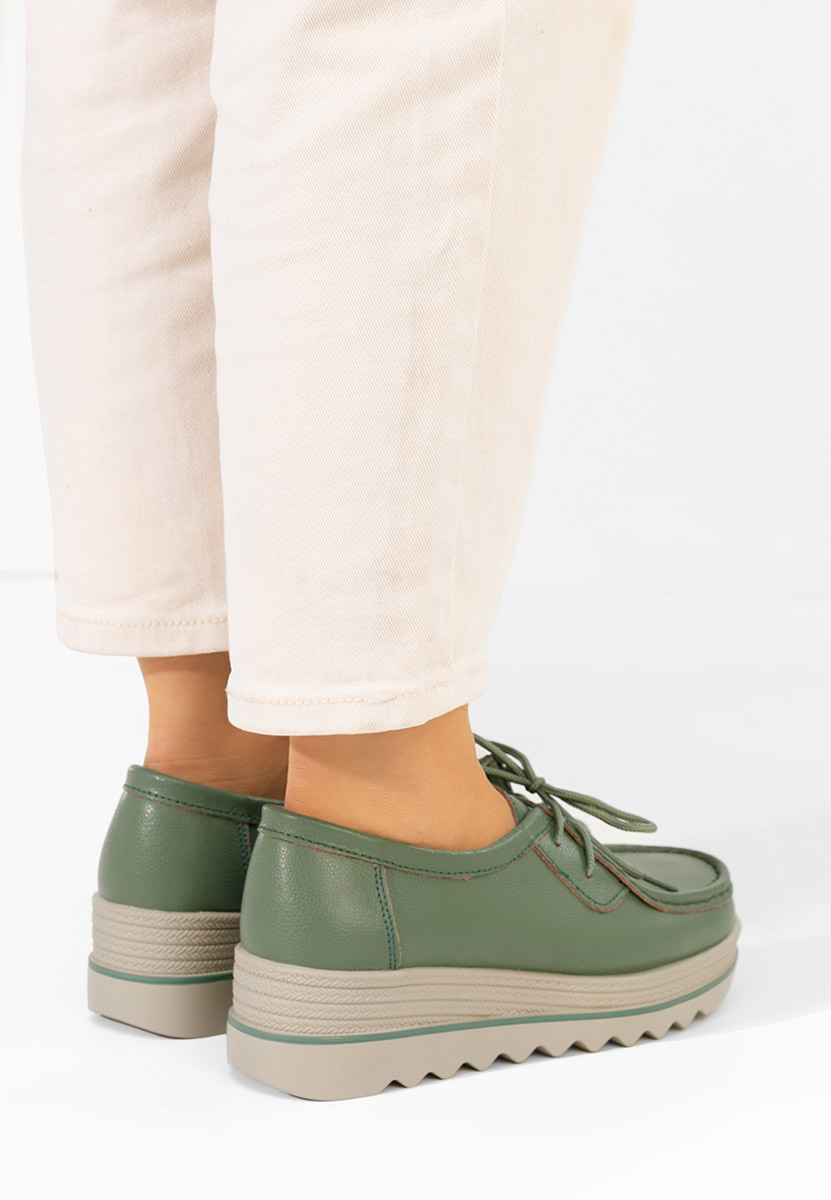 Zelené mokasíny na klínku Evelinia