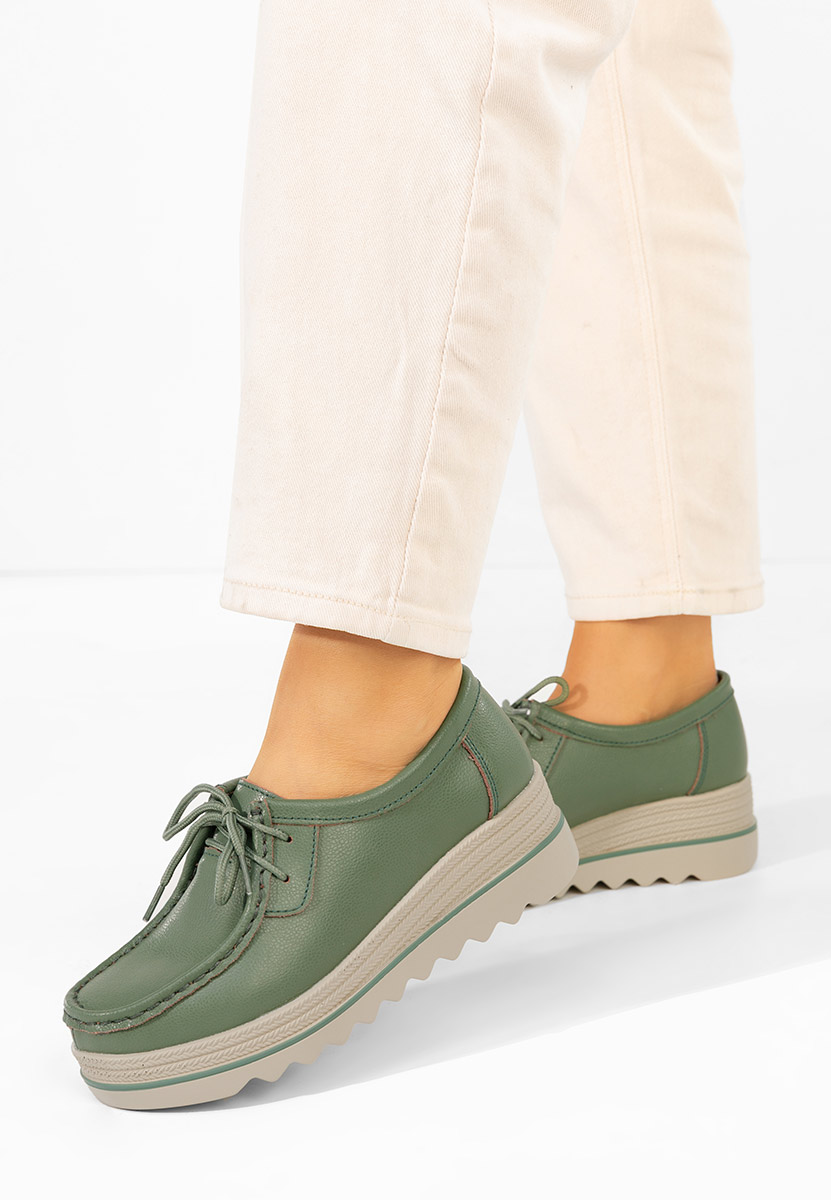 Zelené mokasíny na klínku Evelinia