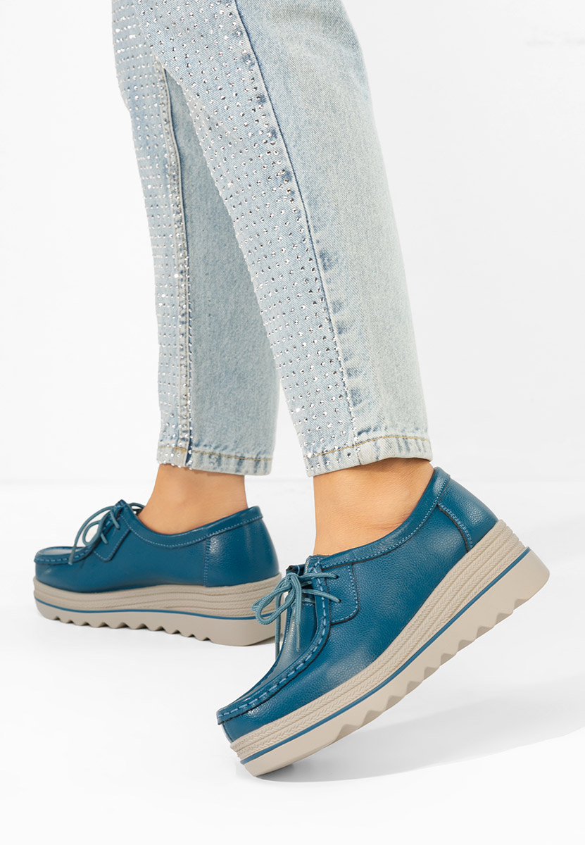 Modré mokasíny na klínku Evelinia