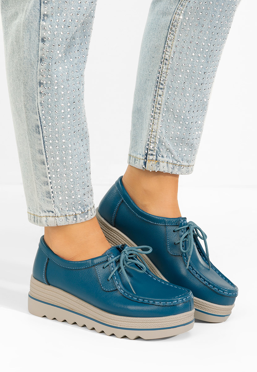 Modré mokasíny na klínku Evelinia