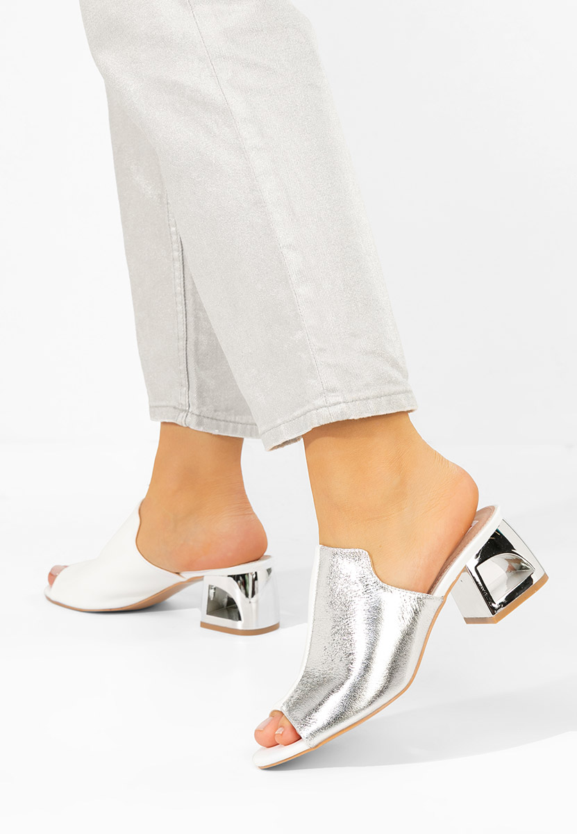 Bílé pantofle na podpatku Floriana V2
