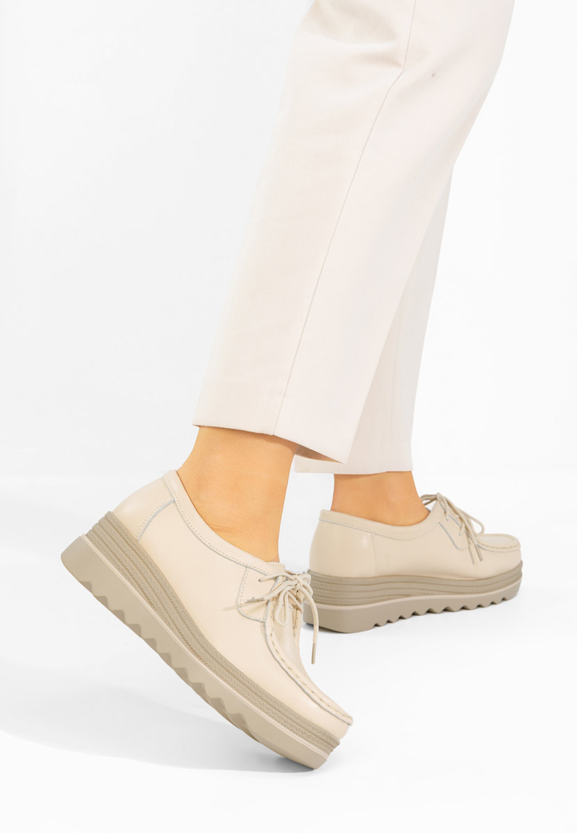 Béžové mokasíny na klínku Evelinia