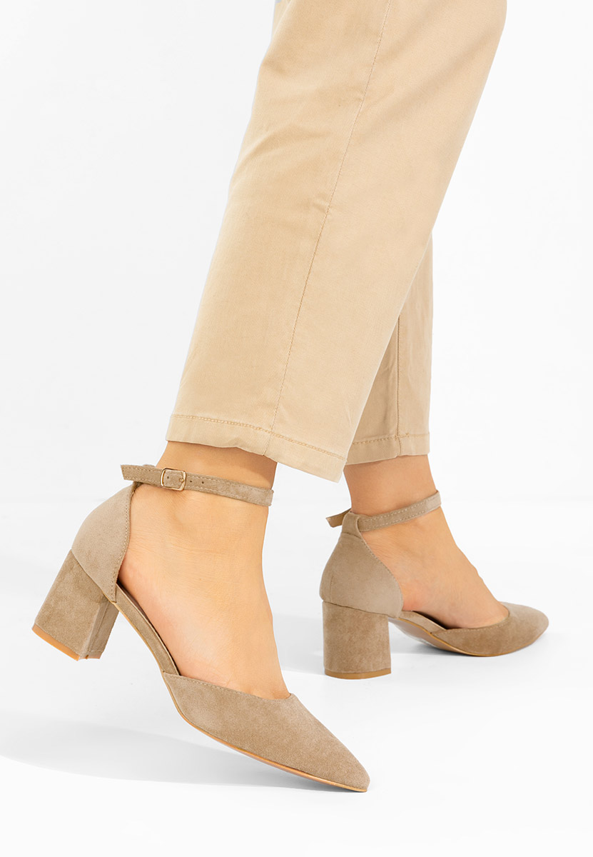 Khaki lodičky na hrubém podpatku Elrosa