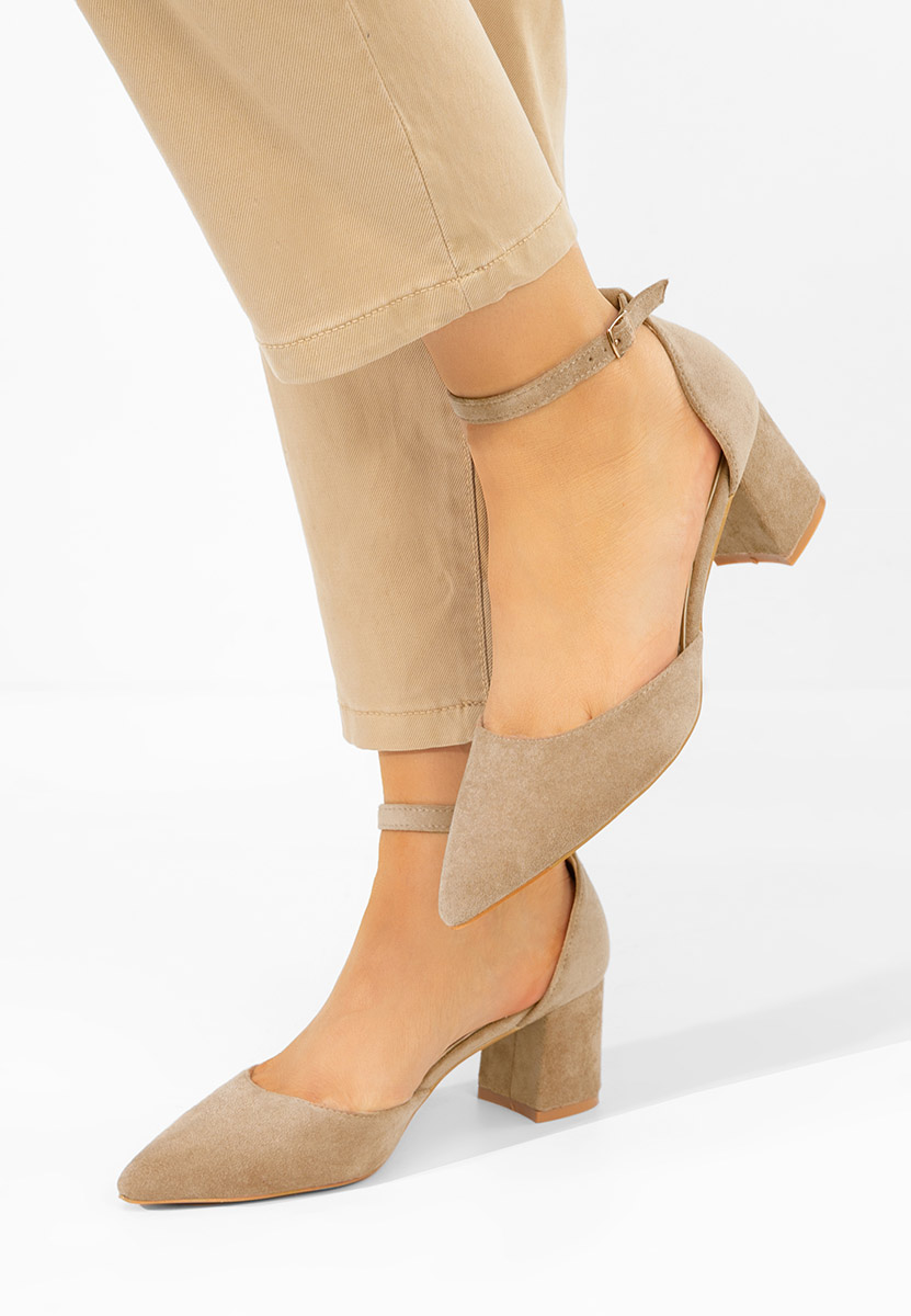 Khaki lodičky na hrubém podpatku Elrosa