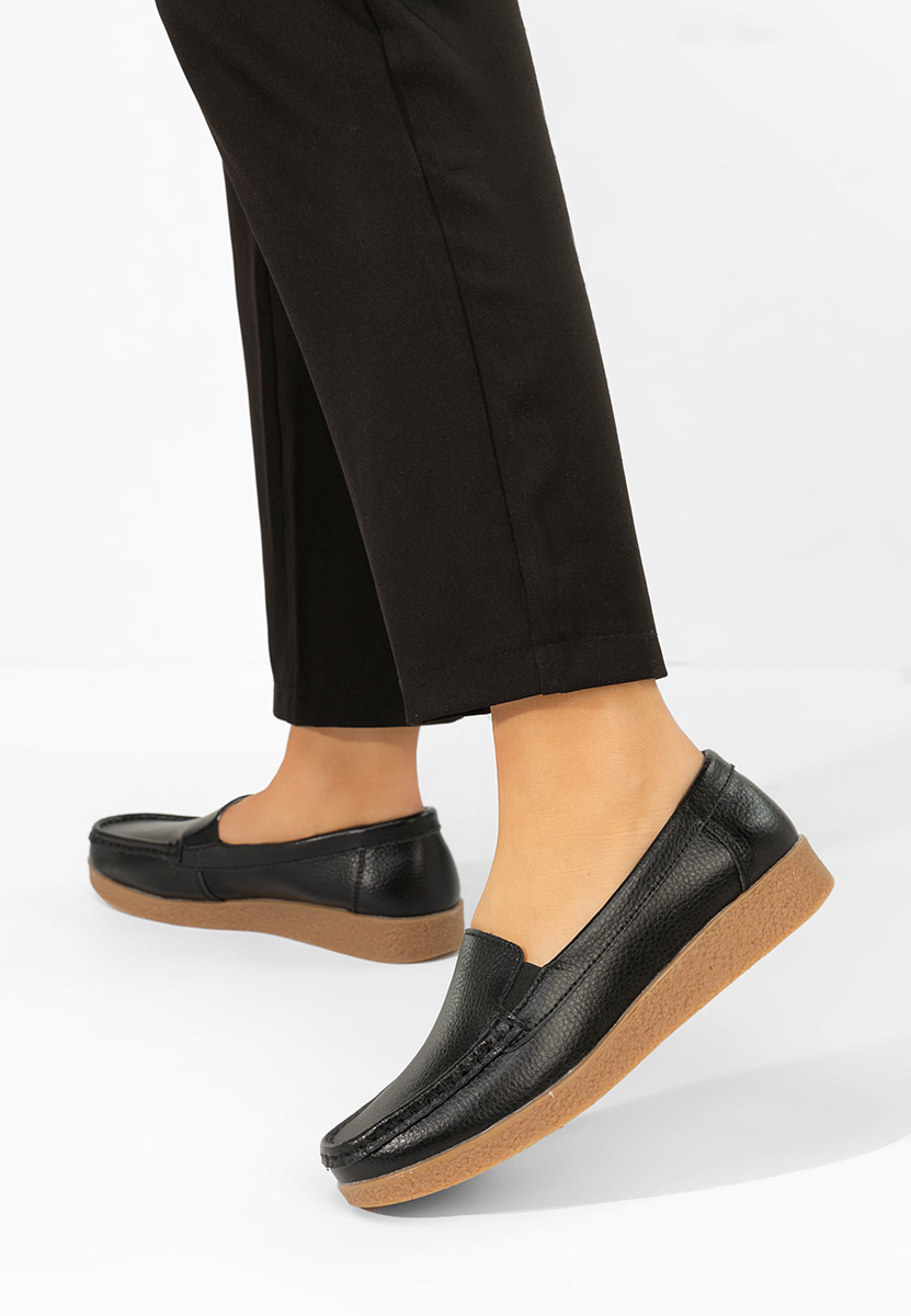 Černé mokasíny dámské kožené Nerida