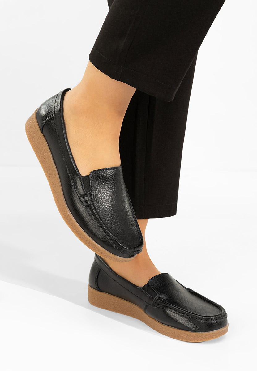 Černé mokasíny dámské kožené Nerida