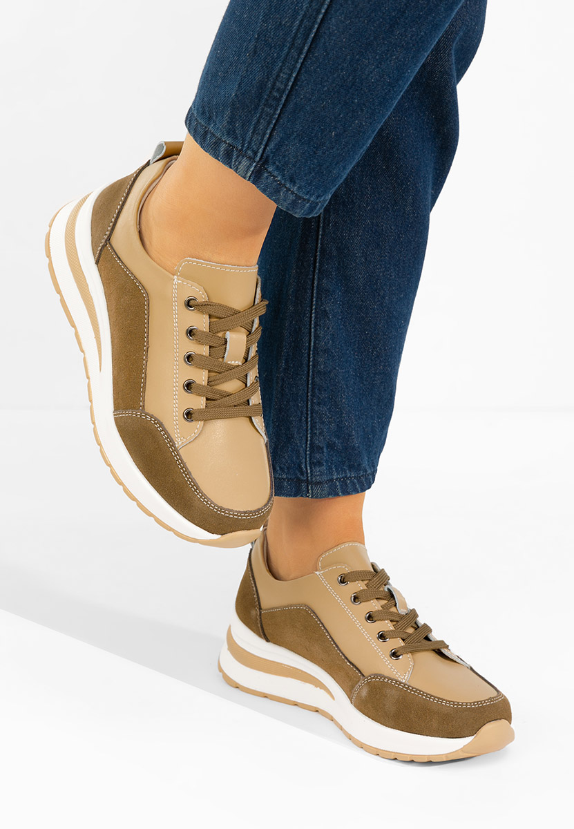 Khaki dámské tenisky na klínku Janelia