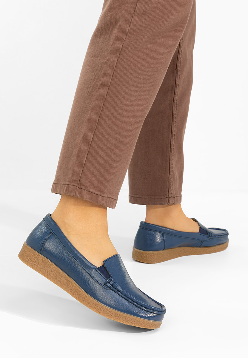 Tmavě modré mokasíny dámské kožené Nerida
