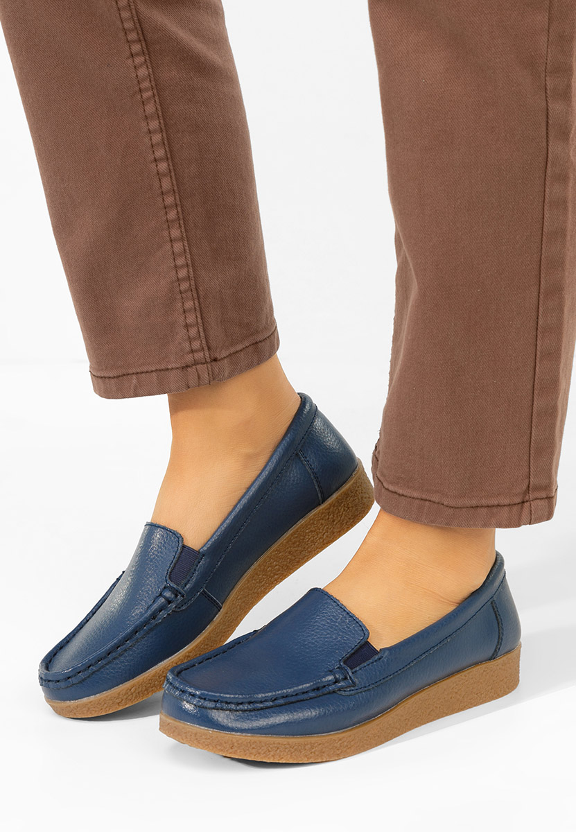 Tmavě modré mokasíny dámské kožené Nerida