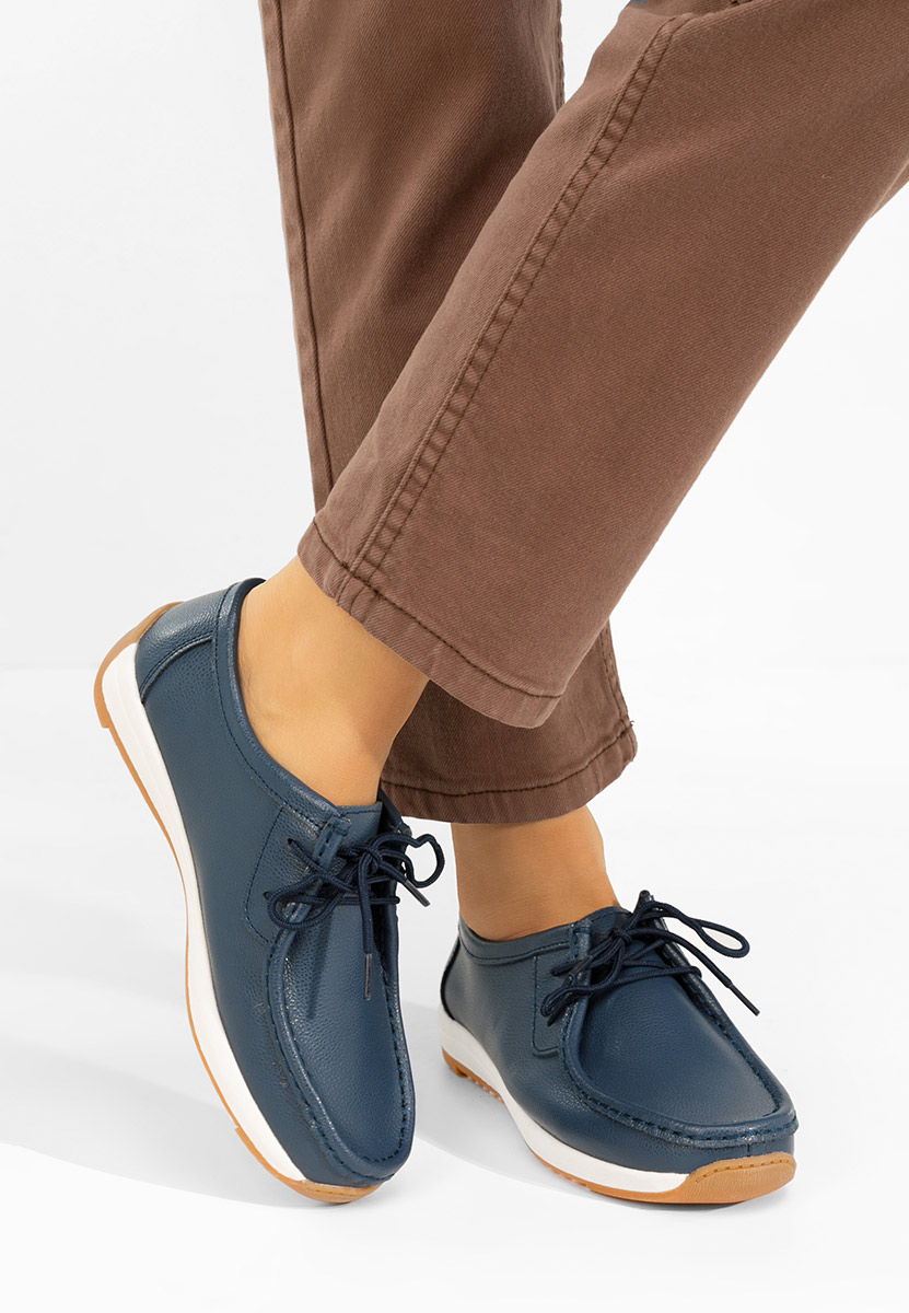 Tmavě modré mokasíny dámské kožené Solenia