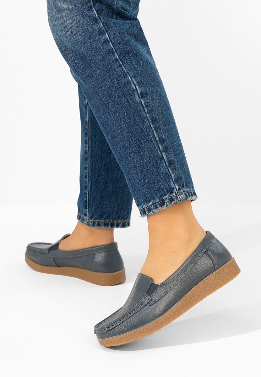 Šedé mokasíny dámské kožené Nerida