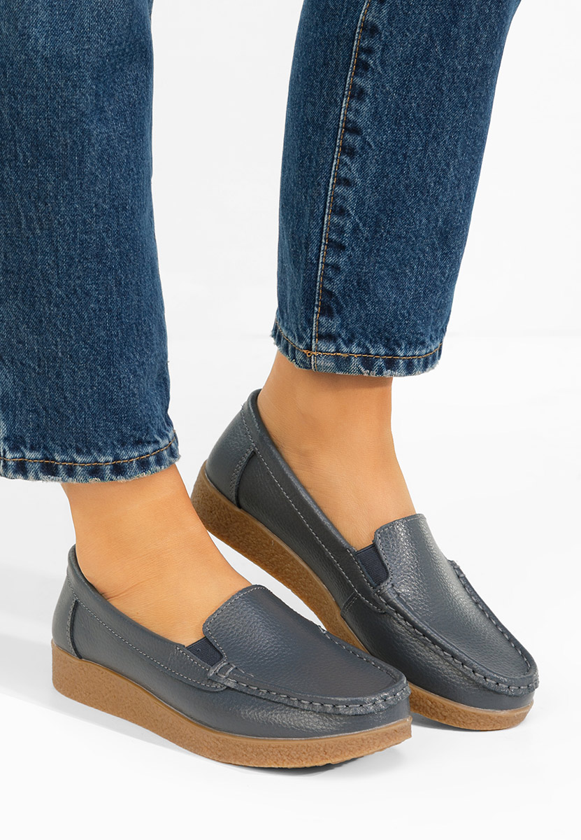 Šedé mokasíny dámské kožené Nerida