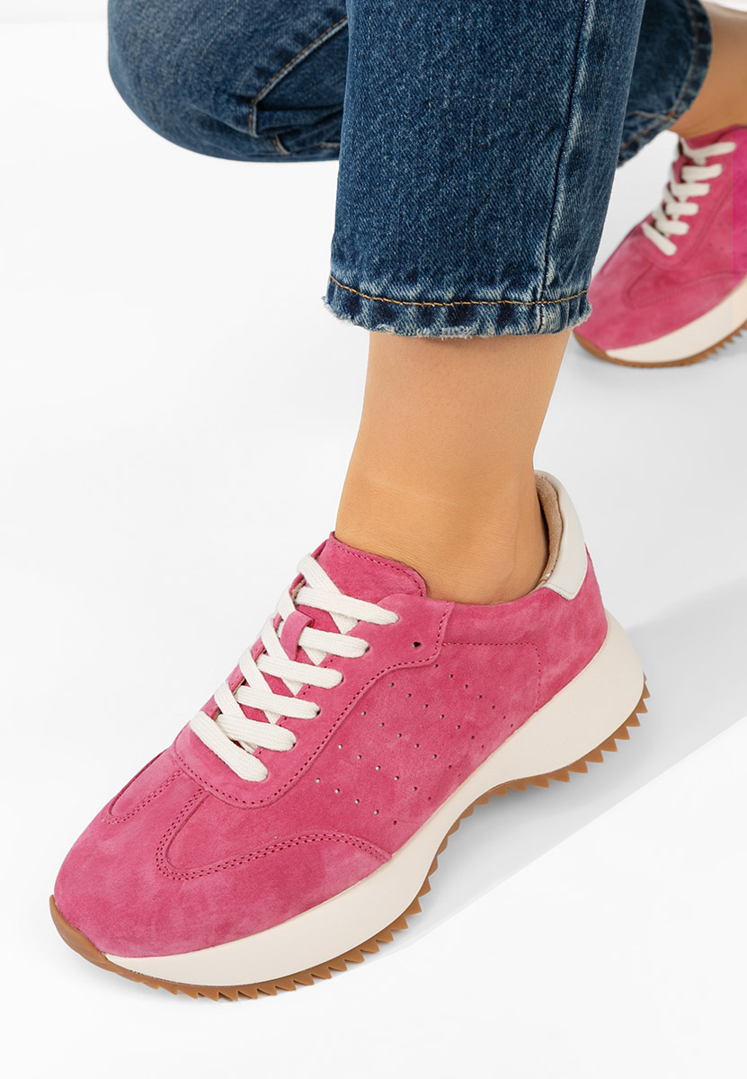 Fuchsiové kožené dámské sneakersy Yasminia