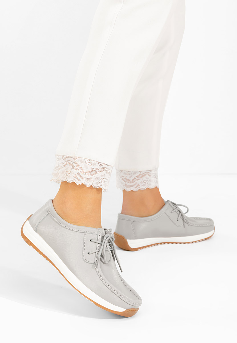 Šedé mokasíny dámské kožené Solenia