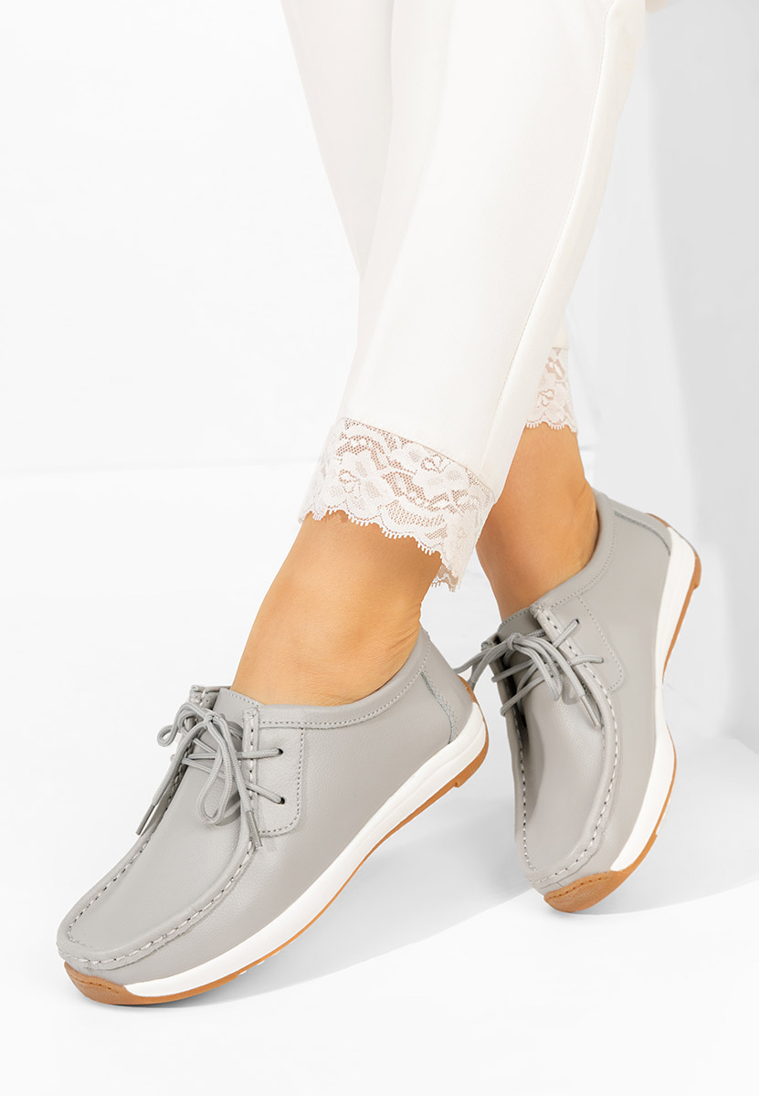 Šedé mokasíny dámské kožené Solenia