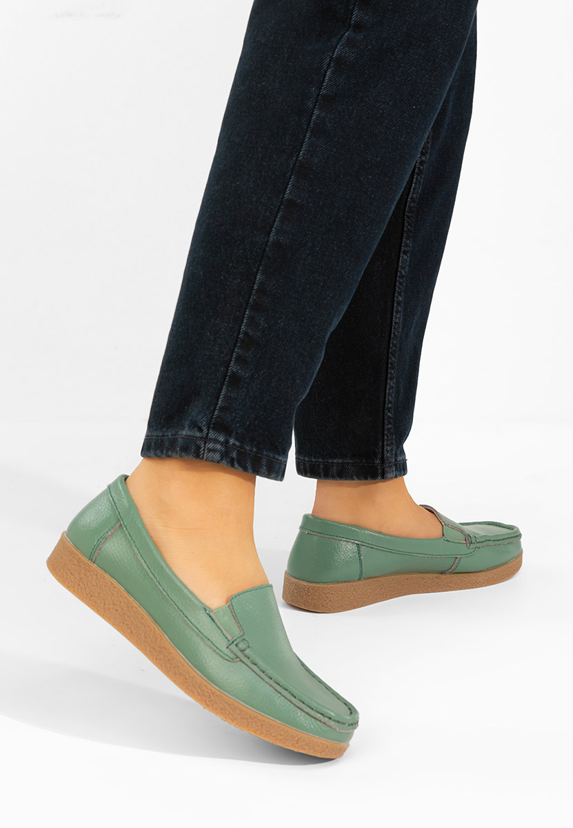 Zelené mokasíny dámské kožené Nerida