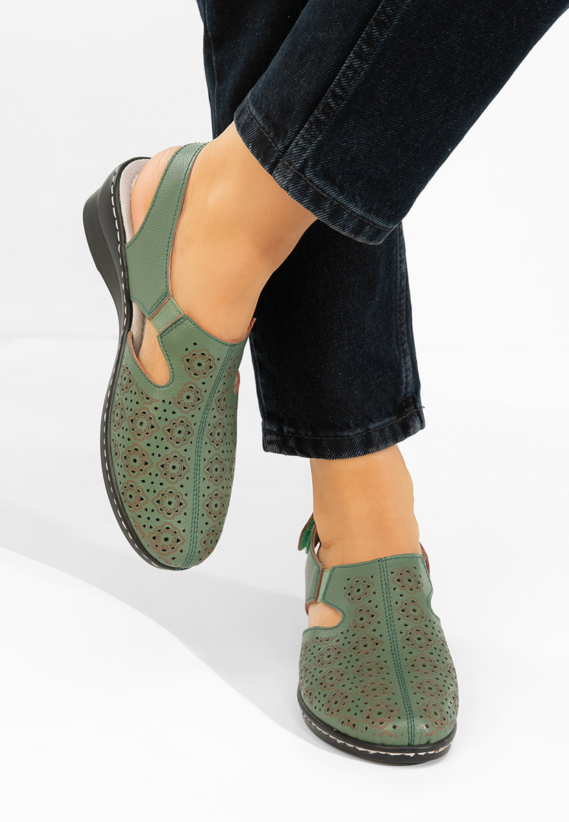 Zelené lodičky s otevřenou pätou Ofelya