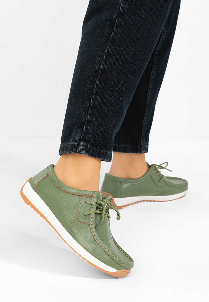 Zelené mokasíny dámské kožené Solenia