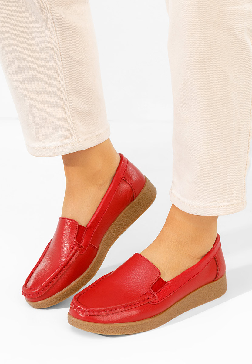 Červené mokasíny dámské kožené Nerida
