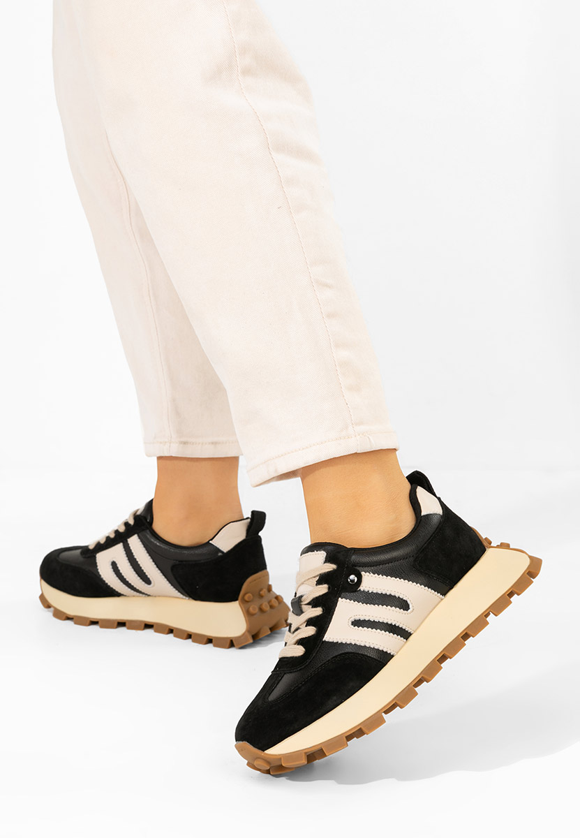 Černé kožené dámské sneakersy Naturală Jomelia