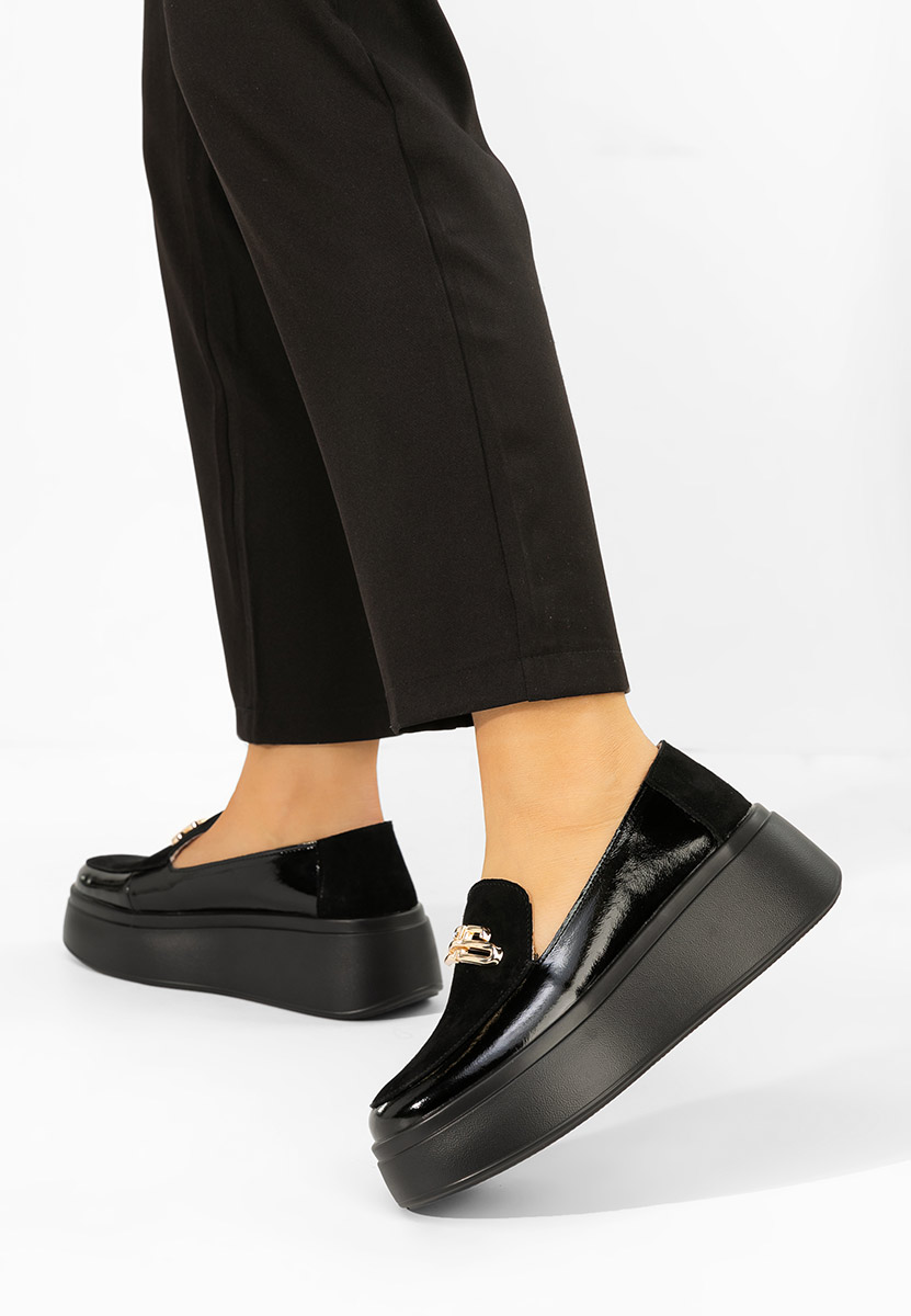 Černé dámské kožené mokasíny Graziella