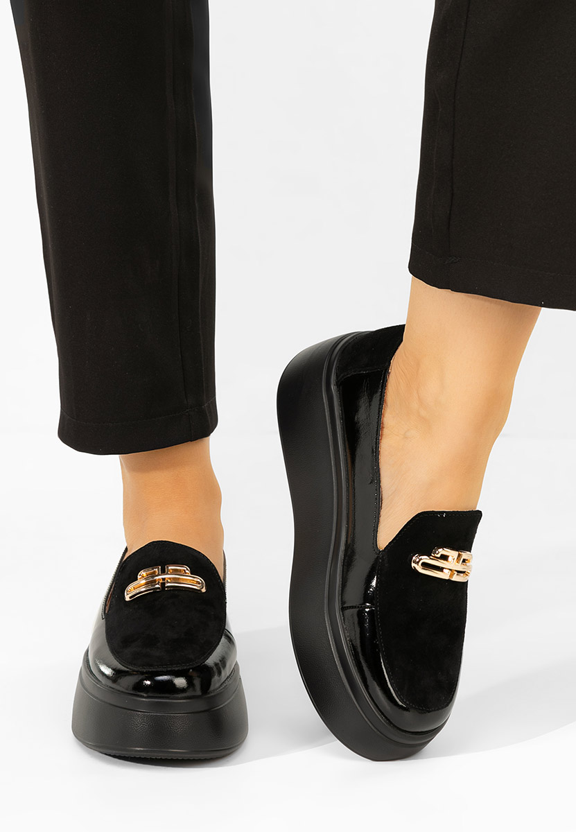 Černé dámské kožené mokasíny Graziella