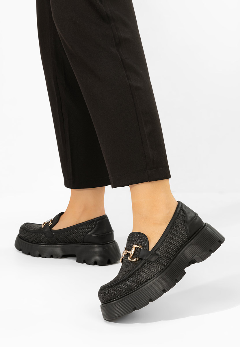 Černé dámské kožené mokasíny Yolandia