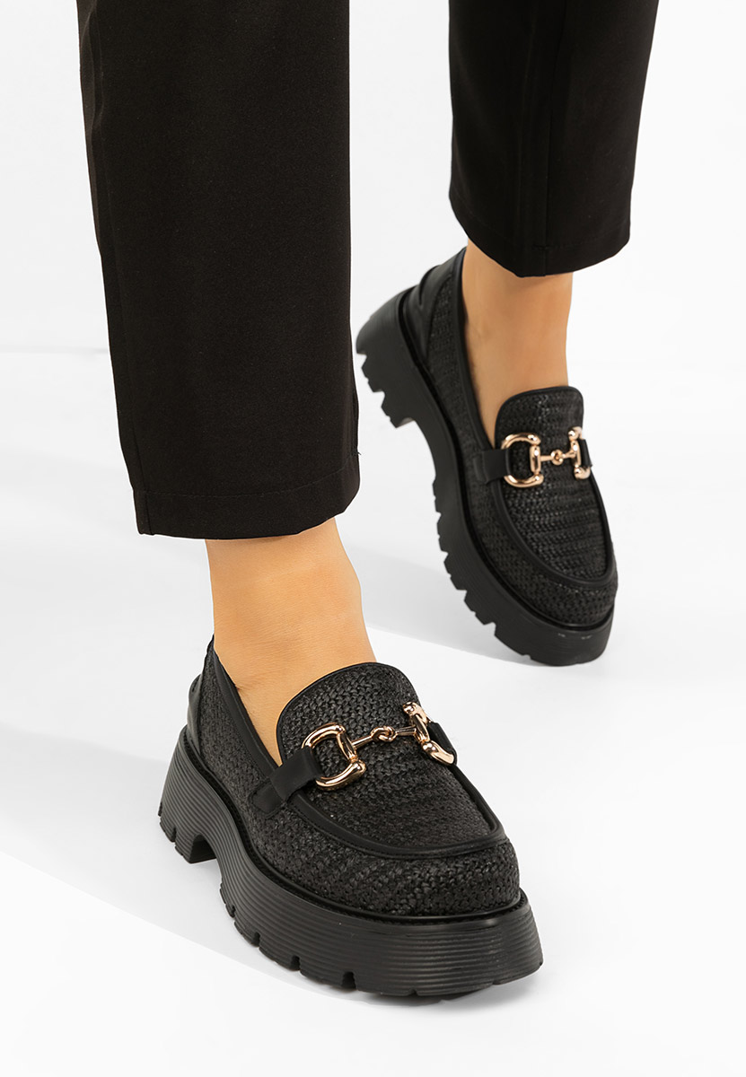 Černé dámské kožené mokasíny Yolandia