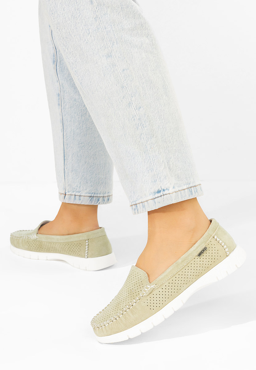 Zelené dámské kožené mokasíny Irsaia