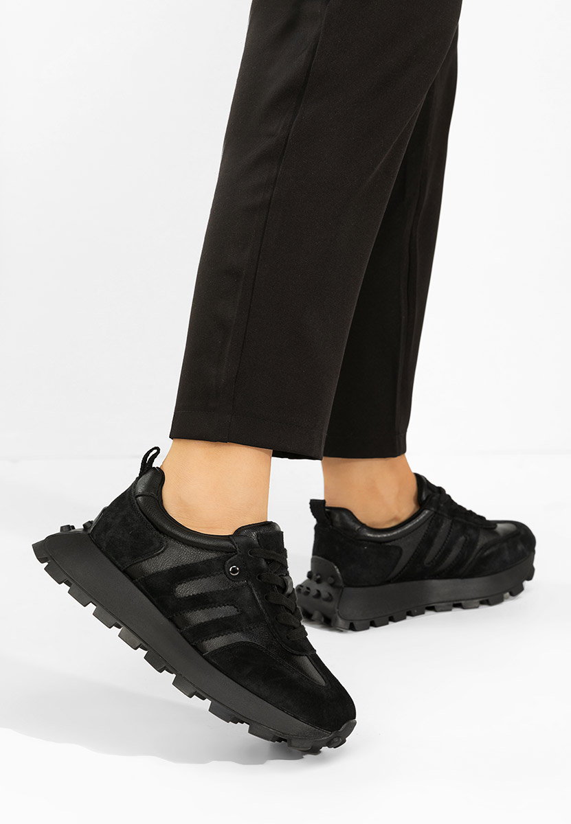 Černé kožené dámské sneakersy Naturală Jomelia V2