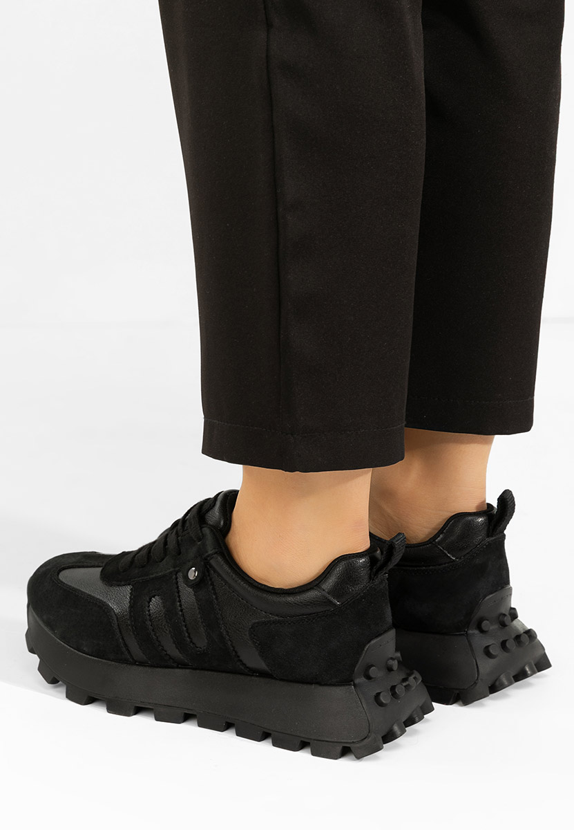 Černé kožené dámské sneakersy Naturală Jomelia V2