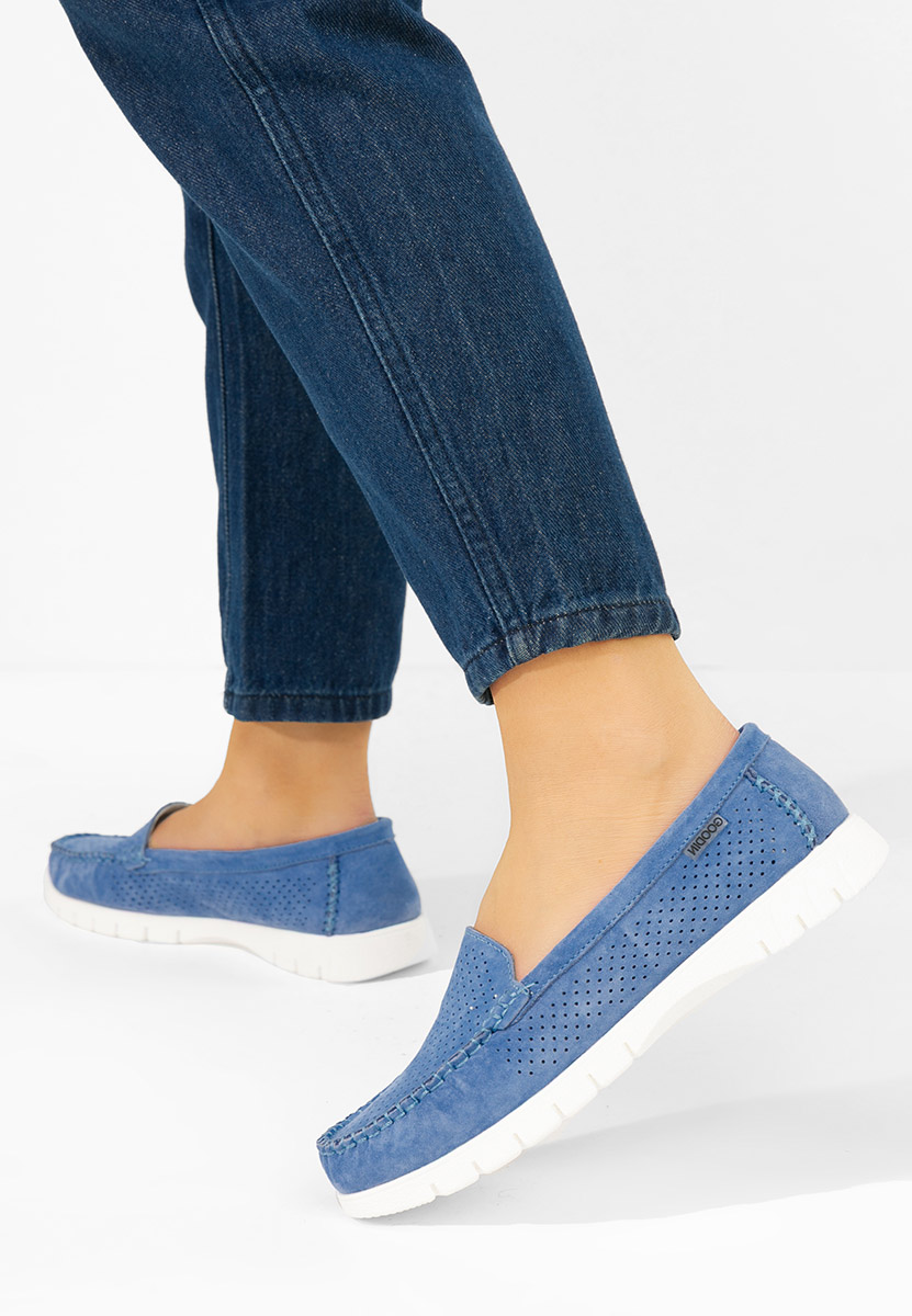 Modré dámské kožené mokasíny Irsaia