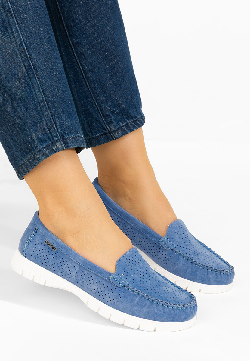 Modré dámské kožené mokasíny Irsaia