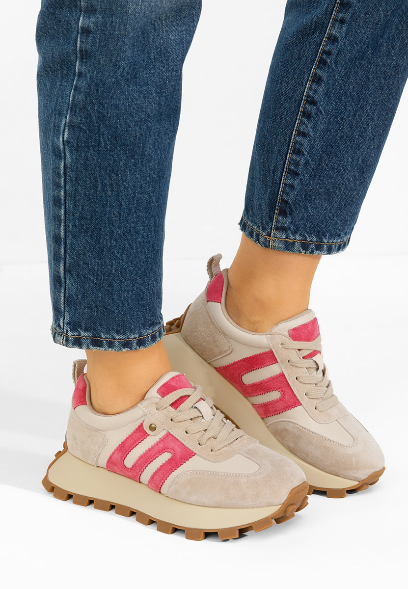 Béžové kožené dámské sneakersy Naturală Jomelia