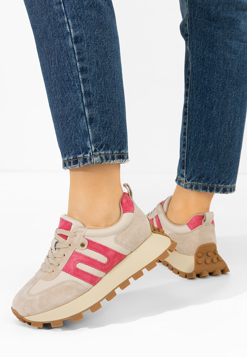 Béžové kožené dámské sneakersy Naturală Jomelia