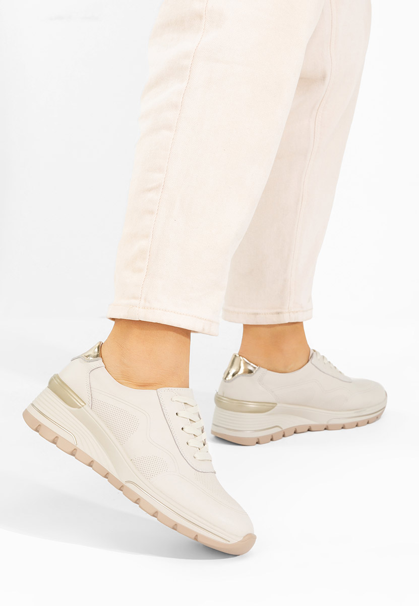 Béžové kožené dámské sneakersy Thanh