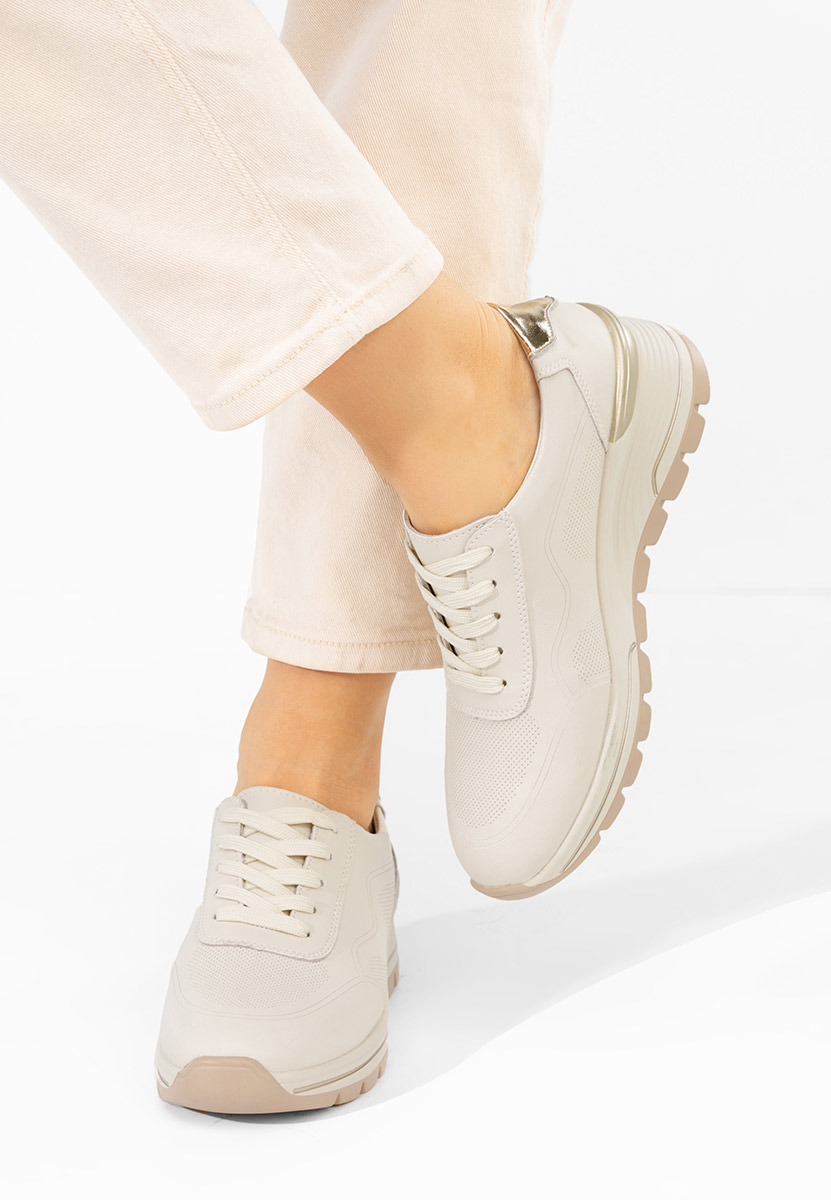 Béžové kožené dámské sneakersy Thanh