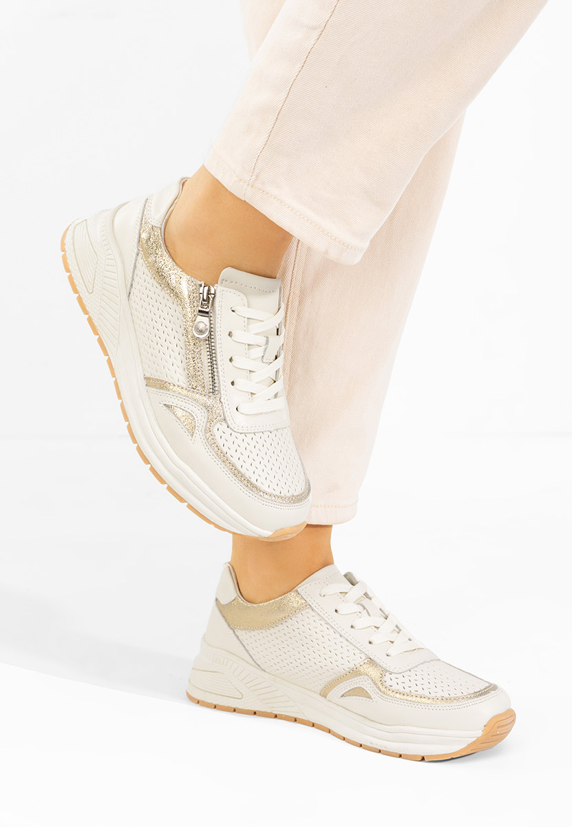 Béžové kožené dámské sneakersy Penelopia