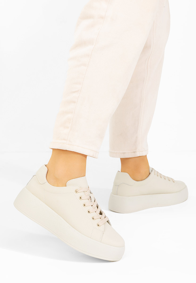 Béžové kožené dámské sneakersy Calypso
