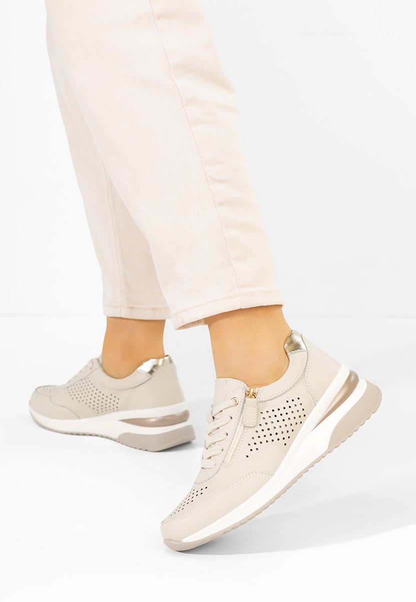 Béžové kožené dámské sneakersy Abrienda