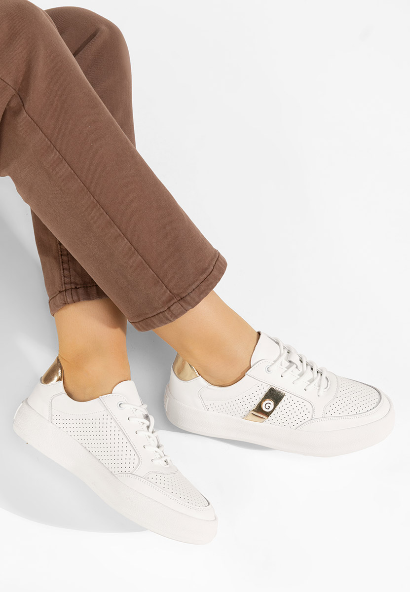 Levně Bílé kožené dámské sneakersy Jayne