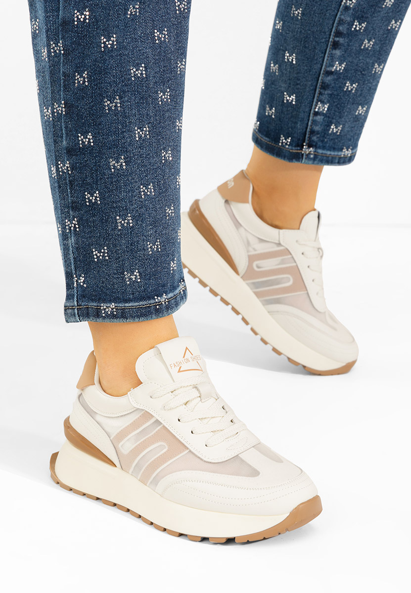 Béžové kožené dámské sneakersy Vladia