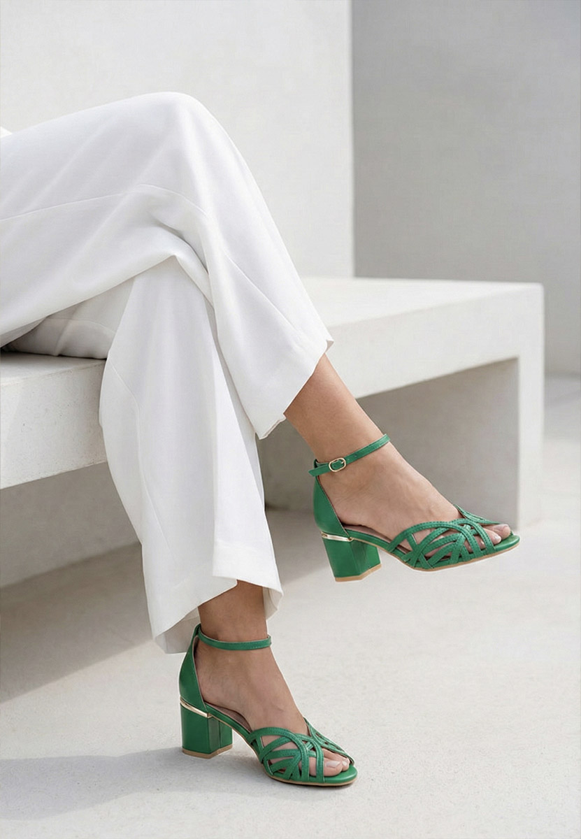 Zelené sandály na podpatku Luigina