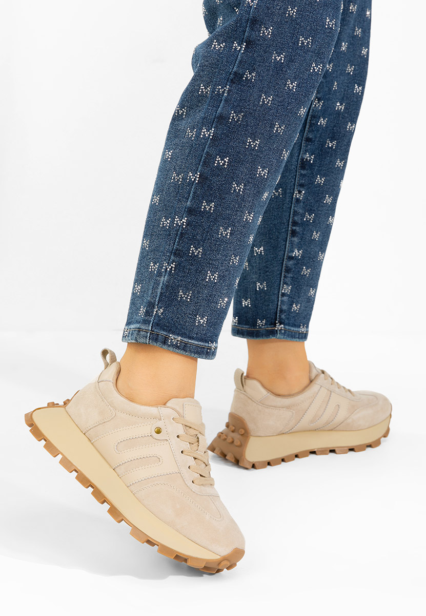 Béžové kožené dámské sneakersy Naturală Jomelia V2