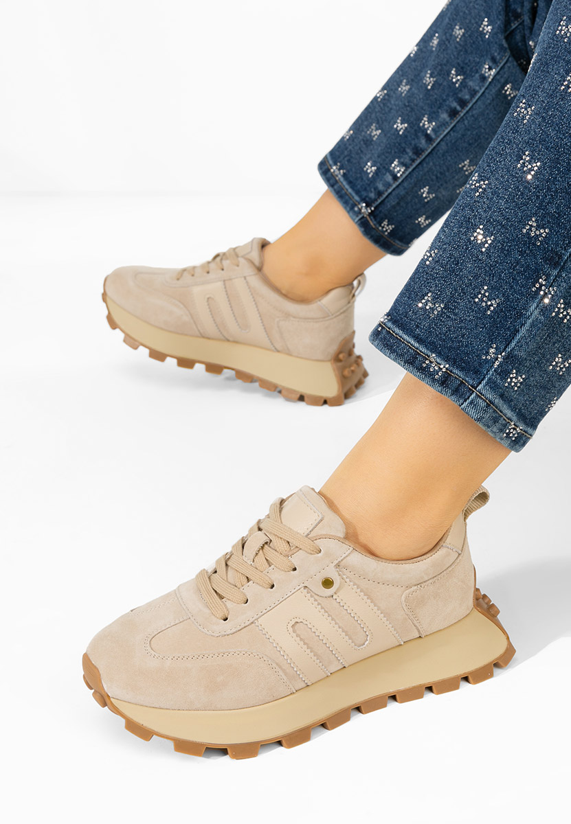 Béžové kožené dámské sneakersy Naturală Jomelia V2